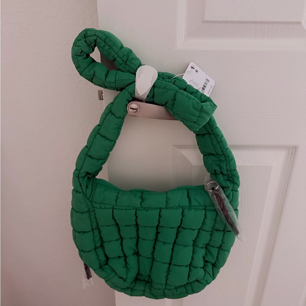 Free People Quilted Puffer Crossbody Bag in Green